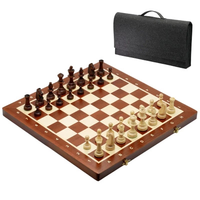Szachy klasyczne drewniane z torbą szachową