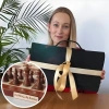 Prezent na Święta - Szachy z grawerem w eleganckim Etui - drewniane duże